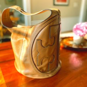 Tory Burch Hobo Pebbled Brown Leather